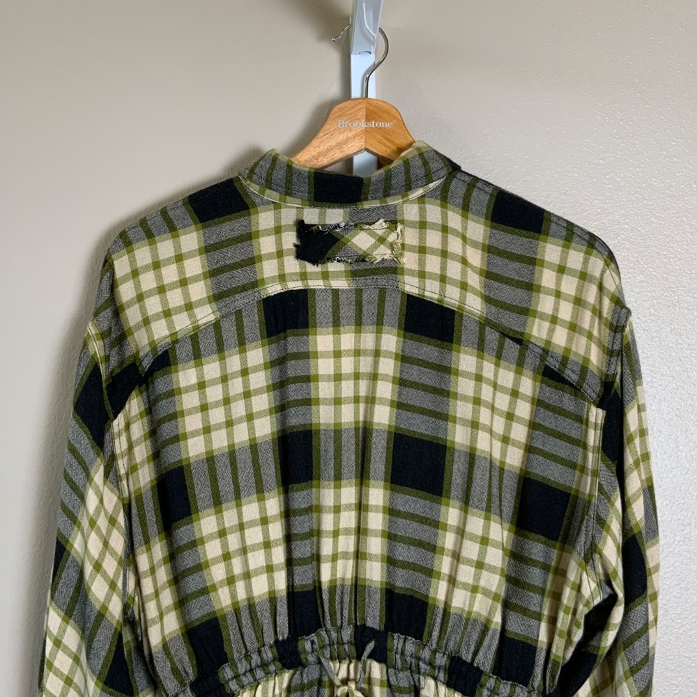 Free People We The Free Pacific Dawn Plaid Peplum Snap Buttonwdown - Picture 14 of 16